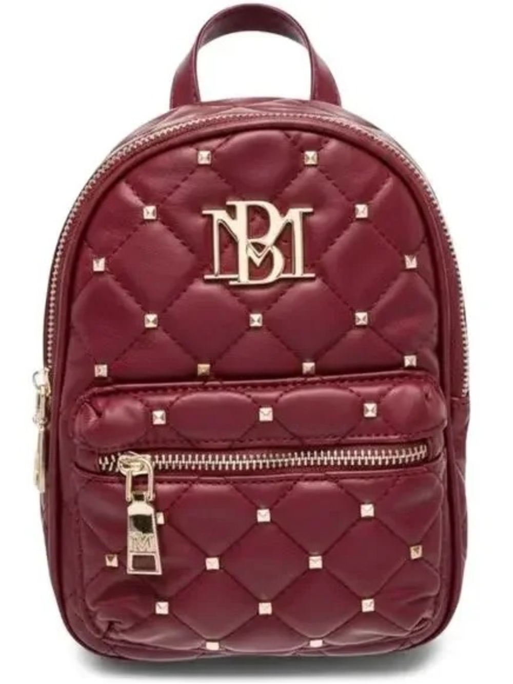 Meshki Burgundy Quilted Mini Backpack with Gold Hardware